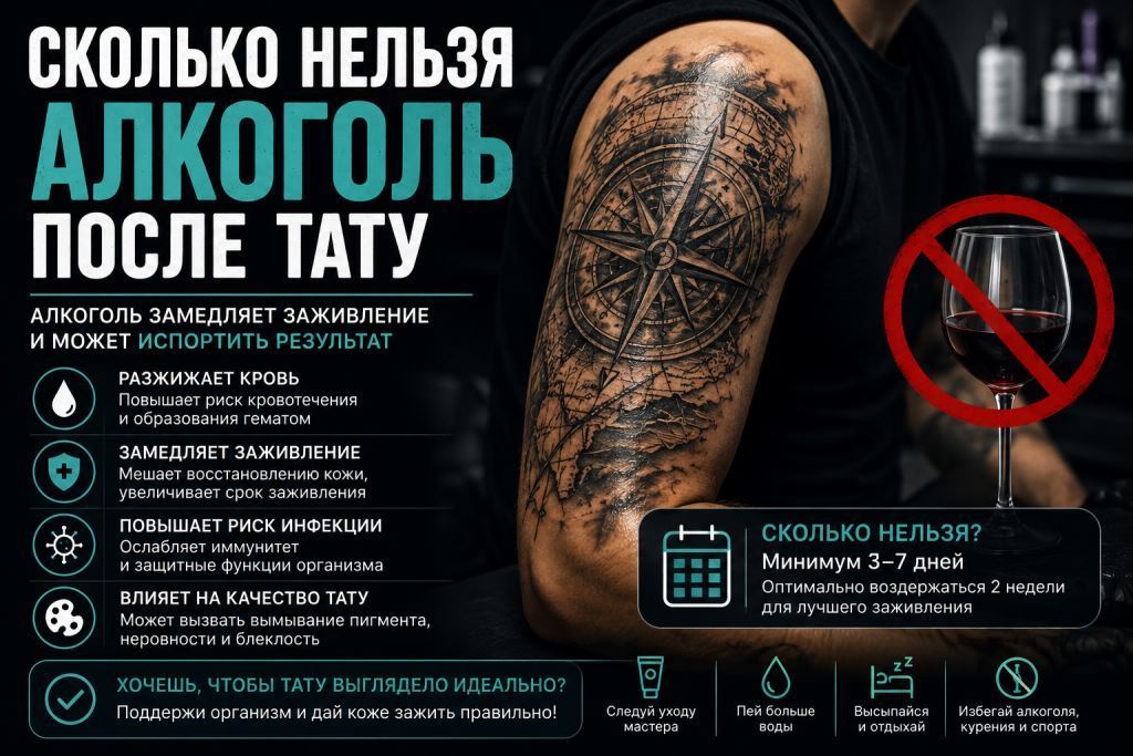 Сколько нельзя алкоголь после тату