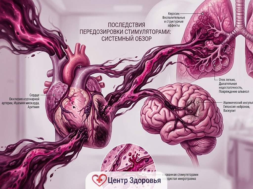 Визуализация последствий передозировки стимулирующими веществами