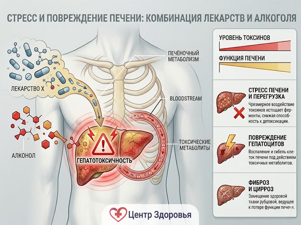 Визуализация нагрузки на печень от препаратов